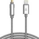 (Apple MFI Certified) iPhone Aux Lightning Cord to Male 3.5mm Auxiliary Cable (iPhone Audio Link to Car Jack, Headphones & Speakers) (Gray)