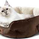 Asvin Small Dog Bed for Small Dogs, Cat Beds for Indoor Cats, Pet Bed for Puppy and Kitty, Extra Soft & Machine Washable with Anti-Slip & Water-Resistant Oxford Bottom, Brown, 20 inches