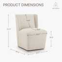 KISLOT Upholstered Dining Chairs Set of 4 with Casters, Wingback Modern Side Armless Deskchair with Rollers for Diningroom Bedroom Livingroom Reading Room, Cream Beige Fabric