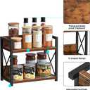 Giikin Countertop Shelf Organizer, 2 Tier Kitchen Spice Rack for Countertop, Wood Coffee Counter Shelf Organizer for Home (Brown, S)