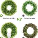 22 Inch Artificial Boxwood Wreaths for Front Door, Summer Door Wreath with Sash, Spring Green Wreath Weatherproof for Wall Window Porch Farmhouse Wedding Decor All Year Round Indoor Outdoor