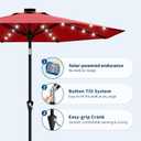 Garvee 10FT Solar Patio Umbrella with 32 LED Lights - Outdoor Table Umbrella with Crank Lift, Push Button Tilt and 8 Sturdy Ribs - Market Umbrella UV Protection for Pool, Deck, Yard, Garden - Red