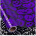 RUSPEPA Reversible Halloween Wrapping Paper, Mini Roll, Black Spider Web and Purple Ghost Design Gift Wrap Paper for Halloween Party, Trick or Treat, Birthday, Holiday Presents, 17 Inches X 32.8 Feet