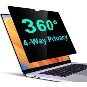 PYS 4-Way Privacy Screen for MacBook Pro 14 Inch (2024-2021, M4, M3, M2, M1) - 360 Anti-Spy Filter, Matte Anti-Glare Protector, Scratch-Resistant Film, Laptop Privacy Filter Shield (Black)