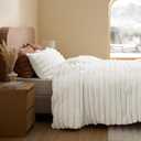 Bedsure Luxurious Faux Fur Duvet Cover King Size Set - Ultra Soft & Fluffy & Cozy & Warm - Elegant Shaggy Bubble Design Bedding with Duvet Cover and Pillow Shams, Grey (03 - Grey (No Comforter))