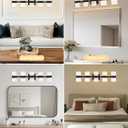 Black LED 3000K Bathroom Light Fixture, Modern 5-Lights Vanity Lighting with Smoke Acrylic Shades, Wall Lamp Over Mirror for Kitchen Bedroom Dress Table (Integrated Led Chips Included)