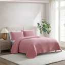 Nautica - King Quilt Set, Soft & Reversible Cotton Bedding with a Smooth Finish, 3 Piece Coastal Bed Set with Matching Pillowcases (Seashore Stitch Pink)