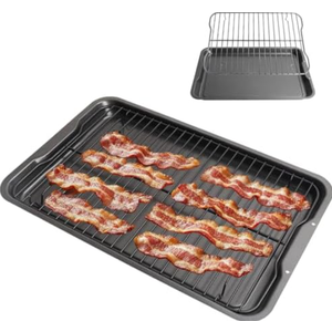 DcYourHome Universal Baking Sheet with Wire Rack for Ninja B32102 Foodi Bakeware Set, Premium Nonstick Toaster Oven Pan & Roasting/Cooling Rack for Oven, Air Fryer Cookware Accessory with 17 x 11 inch