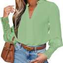 Fallorchid Women's Lace Long Sleeve Tops Button Down Shirts Dressy Casual Blouses Fall Fashion Clothes (L)