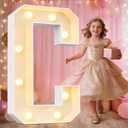 Pooqla Marquee Letters, 3FT Light Up Letters, Giant Marquee Letters 3 Feet Tall for Birthday Decoration, Large LED Letter Sign for Homecoming Baby Shower Wedding Party Decoration Letter C