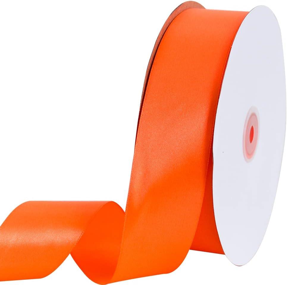TONIFUL 1-1/2 Inch (40mm) x 100 Yard Orange Wide Satin Ribbon Solid Fabric Ribbon for Gift Wrapping Chair Sash Valentine's Day Wedding Birthday Party Decoration Hair Floral Craft Sewing