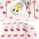 LilyCat Faux Leather Placemats Set of 4, Waterproof Oil-Proof Dining Table Mats for Kitchen, Indoor & Outdoor Heat Resistant Wipeable PU Place Mats, 18 12, Cherries and Bears
