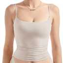 SUUKSESS Women Sexy Square Neck Tank Top Summer Y2K Going Out Basic Cami Shirt (Small, Lvory Apricot)
