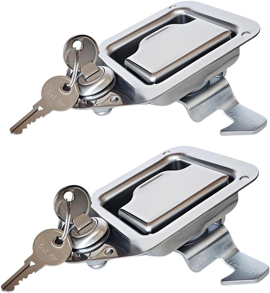 2Pcs Tool Box Latches for Metal Box Paddle Handle Latch, Truck Tool Box Latch Replacement Silver