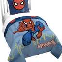 Jay Franco Kids Duvet Cover Set  2 Piece Super Soft Bedding with Sham Pillowcase, Cover ONLY Comforter Not Included, Blue - Spiderman, Twin