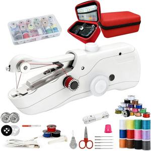 Handheld Sewing Machine,Portable Mini Sewing Machine for Beginners with Sewing Kit and Storage Case,Electronic Small Sewing Machine for Quick Stitching,Perfect for Adults & Travel(White)