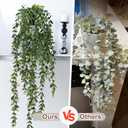 Artificial Hanging Plant 2 Pcs Faux Plant Ivy Vine Faux Eucalyptus Vines Fake Potted Greenery for Wall Living Room Home Shelf Office Bathroom Outdoor Indoor Decor (Type 1)