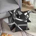 Emvency Set of 4 Black Throw Pillow Covers Modern Abstract Grey Stripes Gray White Acrylic Bold Decorative Pillow Cases Home Decor Square 18x18 Inches Pillowcases