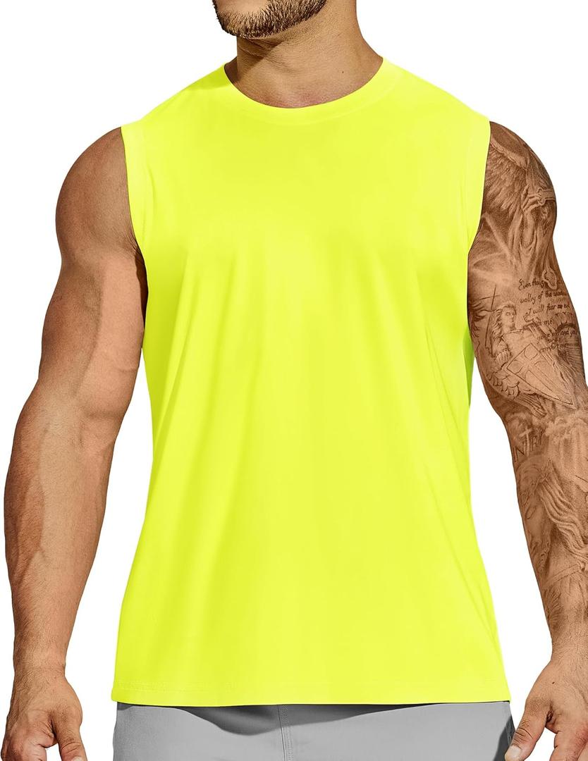 MIER Mens Workout Tank Tops Quick Dry Sleeveless UPF 50+ Muscle Tee Shirts for Athletic Gym Running Swim Beach Training (M)