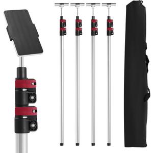 12FT Dust Barrier Poles 4 Pack withCarry Bag, Stainless Steel Retractable Zipper Wall Poles Kit for Renovation, Remodeling and Isolation Work