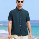 Men's Short Sleeve Button Down Shirts Classic Regular Fit Summer Beach Shirt with Pocket (XXL)
