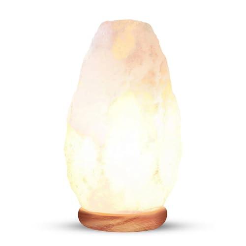 Himalayan Glow White Salt Crystal Lamp, Natural Salt Night Light, Hand Crafted Salt Lamps with Neem Wooden Base, Salts Lamp Bulb,(ETL Certified) Touch Dimmer Switch | 5-7 LBS