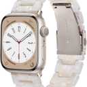 V-MORO Resin Bands Compatible with Apple Watch Series 11/10 Band 46/45/44/42mm Starlight Buckle Fashion Lightweight iPhone Watch Strap Wristband for iwatch Series 9/8/7/SE/6/5/4/3/2/1(Aurora Whtie)