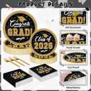 QZYL 200Pcs Graduation Party Supplies 2026, Black and Gold Graduation Plates and Napkins, Disposable Grad Dessert Plates and Plastic Forks, Graduation Party Tableware for 50 Guests