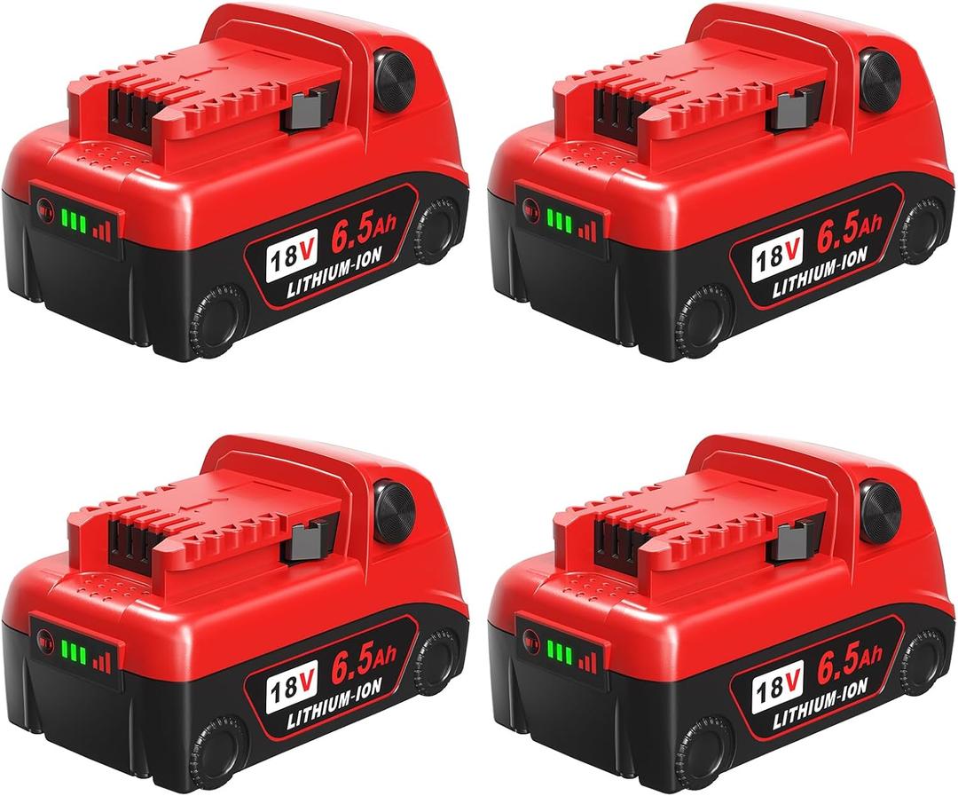 18v Battery 4Pack Replacement for Milwaukee M18 Battery 6.5Ah,High-Capacity Batteries Compaitble with Milwaukee Tools and Charger,2024 Version/New Patented (Red)
