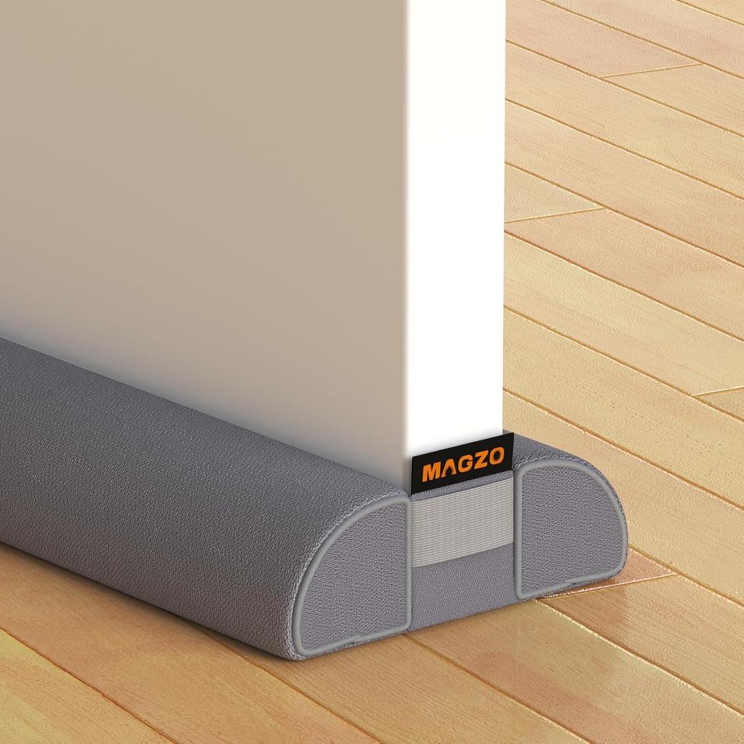 MAGZO Door Draft Stopper, 36 Inch Adjustable Under Door Gap Filler, Fits 30'' - 36'' Bottom Widths, Seals Gaps up to 1.7", Soundproof Sweep Blocks Air, Noise, Light, Dust- Grey (Gray)