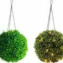 7.9'' Artificial Boxwood Topiary Ball Artificial Topiary Ball for Outdoors with Solar Powered Led Light for Garden, Wedding, Balcony, Patio, Office, Home Decor