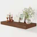 12 Inch Deep Floating Shelves, 24 x 12 Floating Shelf for Books, Rustic Wood Deep Wall Shelves for Home Storage & Display, 2" Thicked Shelves for Kitchen, Living Room, Bedroom, Walnut Color, 1 Pack