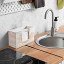Paper Towel Dispenser Countertop, White Washed Wood Bathroom Paper Towel Holder, Napkin Holder for Kitchen, Countertop Multifold C-Fold, Z-Fold, Trifold Paper Hand Towel Dispenser for Toilet