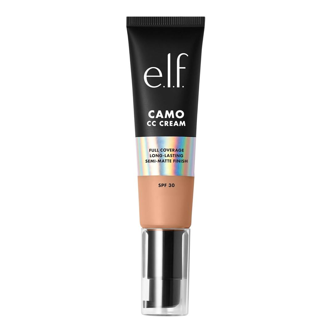 e.l.f. Camo CC Cream, SPF 30 Color-Correcting Medium-To-Full Coverage Face Foundation, Delivers An Airbrushed Finish, Vegan & Cruelty-Free, Light 250 W (1.05 Ounce (Pack of 1))