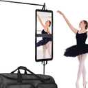 LPHUMEX Foldable Portable Full Length Mirror for Camping, Travel, Dancers, 32x13 Inch, Black, Hanging Folding Mirror for Dance, Full Body Travel Mirror