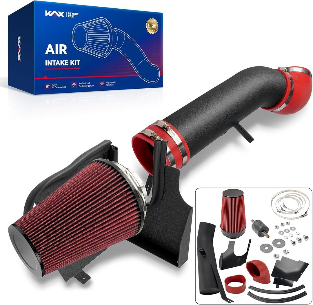KAX 4" Cold Air Intake Kit for 2007 Chevrolet Silverado 1500 Classic
W/Heat Shield, No MAF Port, Red Washable Air Filter, fits 1999-2006 Chevrolet Silverado 1500 4.8/5.3L, Improved HP
