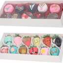 50Pack 12x 4.8 x 2 Inches Clear Chocolate Covered Strawberries Boxes for 12 Charcuterie Boxes Cookies Boxes Bakery Boxes with Window Macaron Boxes Treat Boxes for Christmas Valentine's