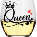 Perfectinsoy Queen Funny Glass, Unique Queen Gift for sisters, Women, Girlfriend, Her, Wife, Friend, Bridal Shower, Engagement or Wedding Favor (15 Ounces)