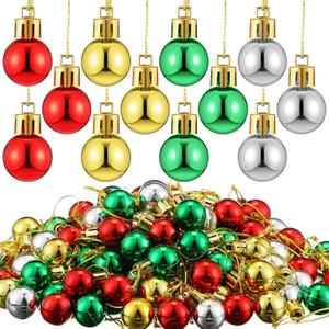 Liliful 300 Pcs Multicolor Mini Christmas Ball Ornaments Christmas Balls Xmas Tree Ornaments Baubles Colorful Decoration for Holiday Party Decor, Red, Gold, Silver, Green, 0.79 Inch
