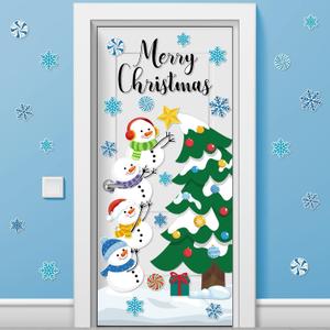 Containlol Christmas Bulletin Board Decorations Set Merry Christmas Classroom Door Decorations Winter Snowman Snowflake Paper Cutouts Xmas Tree Wall Stickers Decals for Chalkboard Home Office Party