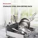 KitchenAid Large Capacity, Fully Size Self Draining Rust Resistatant Satin Coated Dish Rack with Removable Flatware Caddy 20.47-Inch, Gray