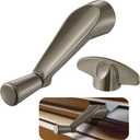 3/8 Inch Window Crank Handle with T-Handle, Fits 3/8 Inch 12 Spindles Only, Compatible with Anderson Casement Crank Window Handle, Smooth 360-Degree Operation, Stone Finish(2 Pack)