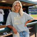 Baseball Shirts for Women Oversized Game Day Sports Fan Shirt Baseball Mama Puff and Glitter Short Sleeve Tee (Gray, L)