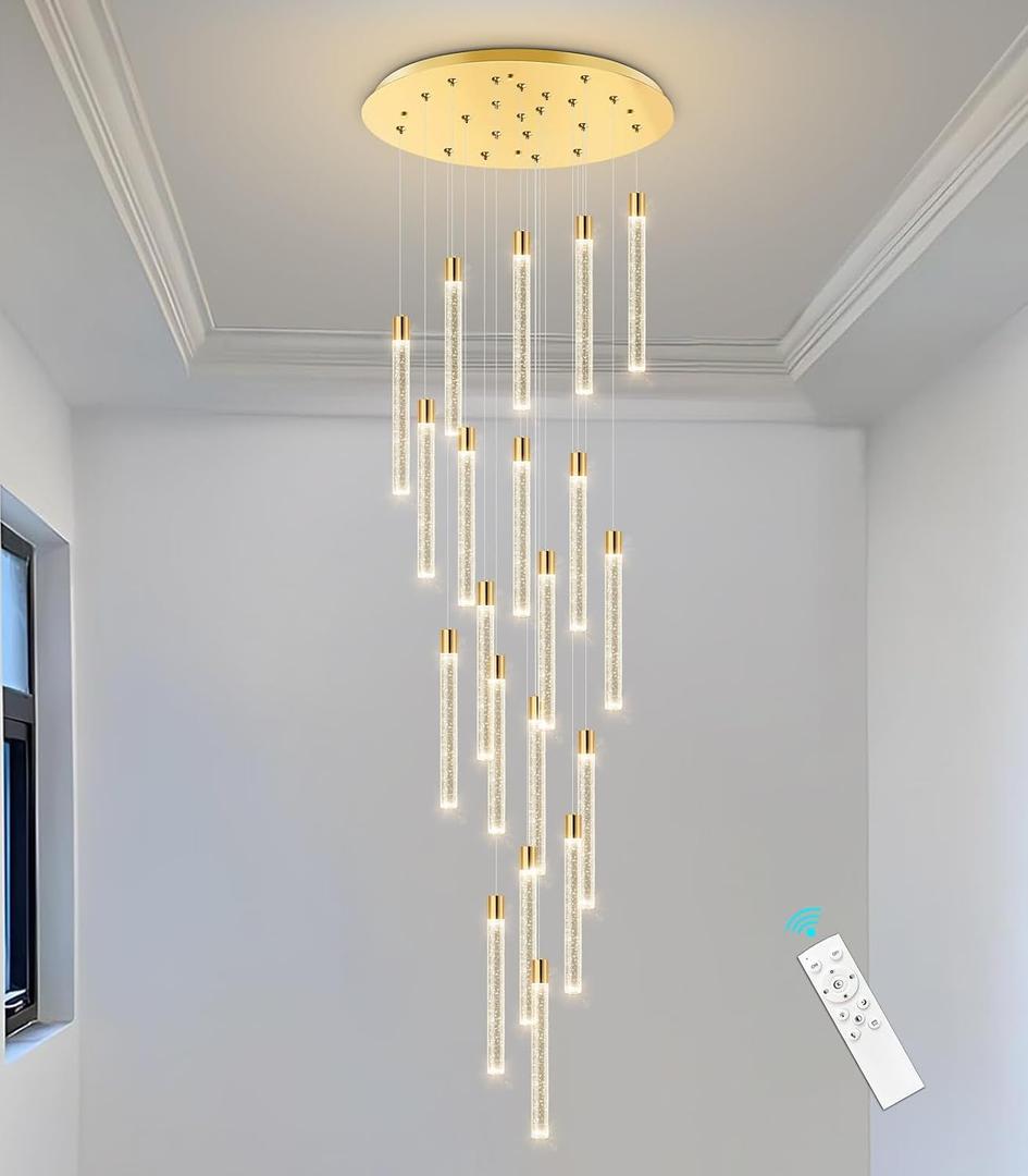 20-Lights Modern Led Crystal Chandeliers Long Large Spiral Chandeliers High Ceilings chandelier for Staircase Foyer