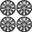 4 Pack Universal Hubcaps Replacement R15 15 inch, Steel Wheel Rim Cover for Most Auto, 15" 15 in Wheel Covers Hub Caps (Gray+Black Color, 15 inch)