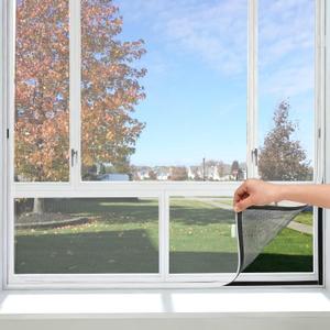 White Magnetic Window Screen Adjustable Window Net 44x 48 Fiberglass Window Screen Mesh for House Windows with Magnets