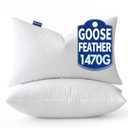 MIULEE Goose Feather Down Bed Pillows with 100% Cotton Cover, Queen Size Set of 2 Soft Fluffy Decorative Bed Sleeping Pillows for Back,Side Sleepers White