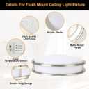 14 inch LED Flush Mount Ceiling Light Fixture, 3000K/4000K/5000K Adjustable Ceiling Lights, Dimmable Lighting for Bathroom Hallway Kitchen Stairwell, Brushed Nickel, ETL Listed
