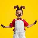 Syhood Puppy Dog Costume Set Ears Headband Bowtie Nose Tail Paw Gloves Accessories for Carnival