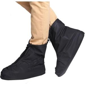 Waterproof Shoe Covers, Reusable Foldable Slip Proof Bottom Overshoes with Zipper, Keep Shoes Dry for Cycling Fishing Walking in Rain Snow and Mud (US MEN6-7)